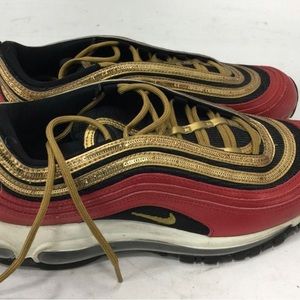 Nike Air Max 97 Sneakers Women's 8.5 Red Gold Sequins Worn Once